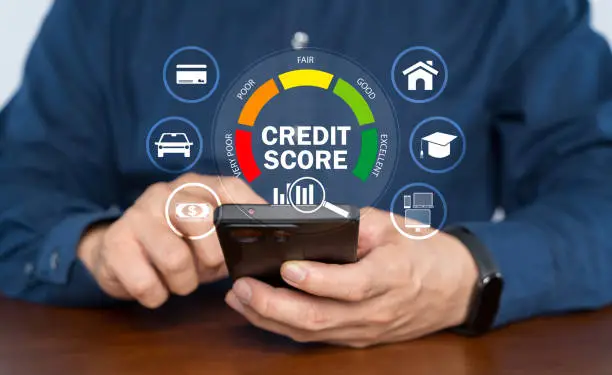 Credit score gauge illustrating how credit score auto insurance rates are determined