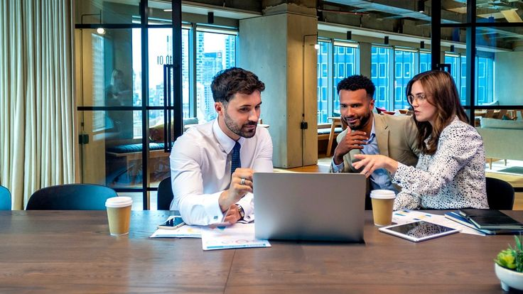 Insurance professionals discussing usage-based insurance company options